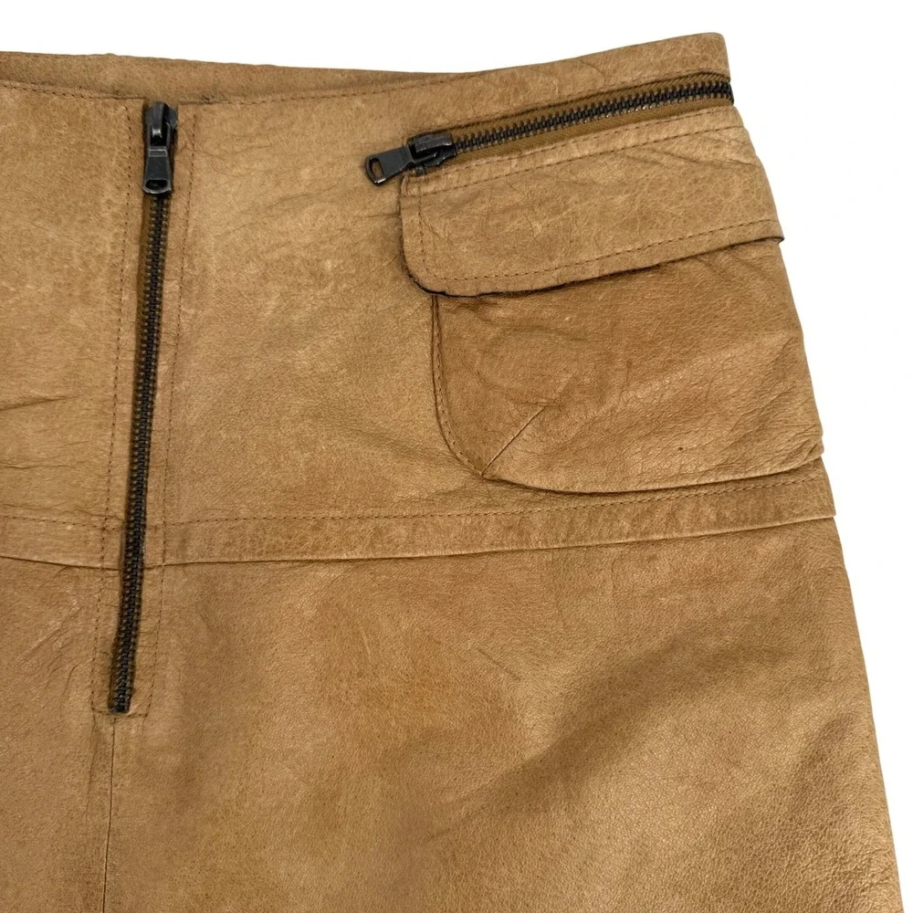 Jakett Distressed Leather Mini Skirt Y2K Style Buttery Soft Medium Boho Festival